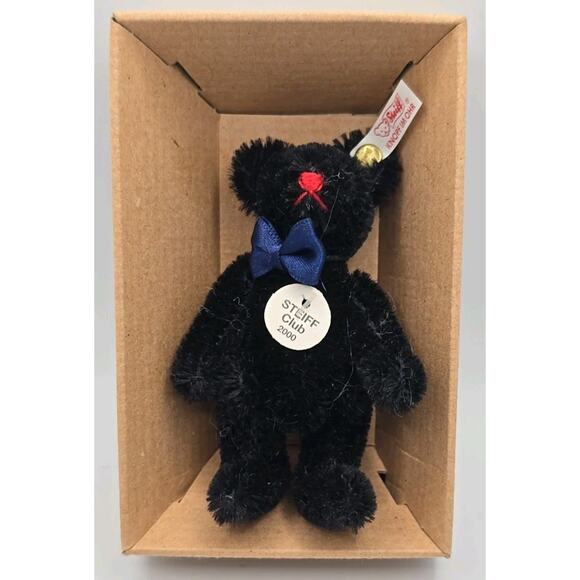 Steiff Club Gift Teddy Bear Black Mini 2000 Jointed Mohair COA & Box U315/8 - Picture 5 of 12